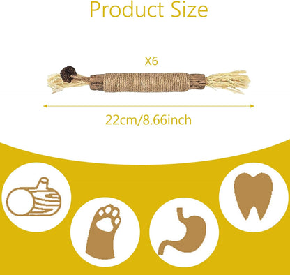 6 Pcs Natural Silvervine Sticks Kitten Teething Toys,Natural Cat Teeth Nip Cleaning Teeth,Chew Catnip Chew Toys,Naturalcat Chew Toys for Indoor Catteeth Cleaning Kitten Teething and Stress Release