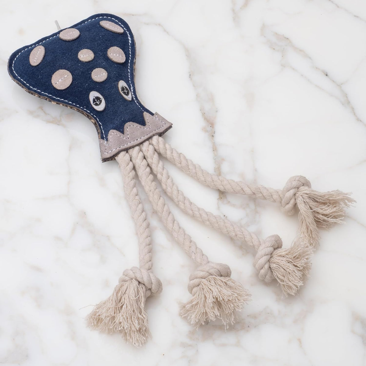 Eco Leather Otto Octopus Dog Toy - Durable Double Stitched Chew Toy with Natural Jute Filling & Cotton Lining - Eco-Friendly Interactive Toy with Rope Tentacles for Fetch, Play & Teeth Cleaning