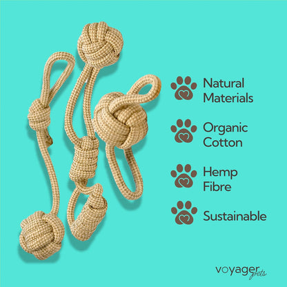 - Hemp Dog Toys, Made from Hemp Fibre & Organic Cotton, Gentle on Teeth & Gums - Sustainable, Natural, & Non-Toxic Materials, Suitable for All Breeds - Set of 3