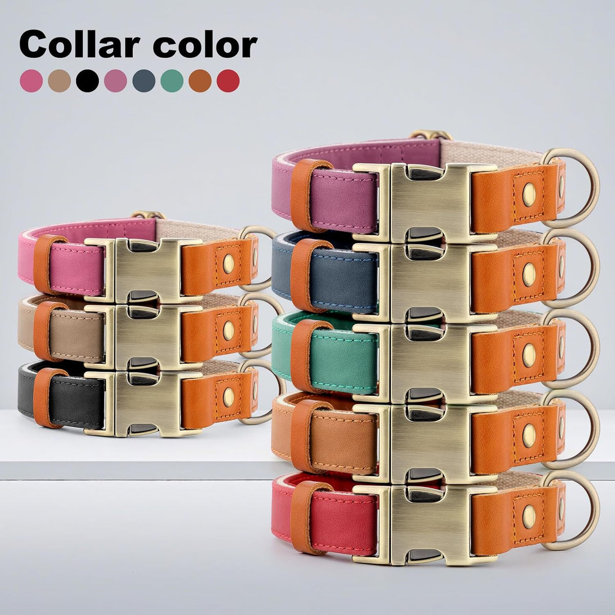 Genuine Leather & Hemp Dog Collar, Adjustable, Gentle & Stylish