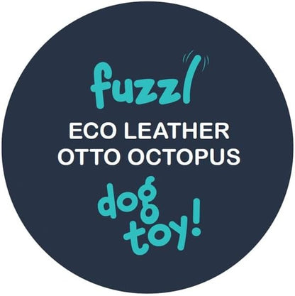 Eco Leather Otto Octopus Dog Toy - Durable Double Stitched Chew Toy with Natural Jute Filling & Cotton Lining - Eco-Friendly Interactive Toy with Rope Tentacles for Fetch, Play & Teeth Cleaning
