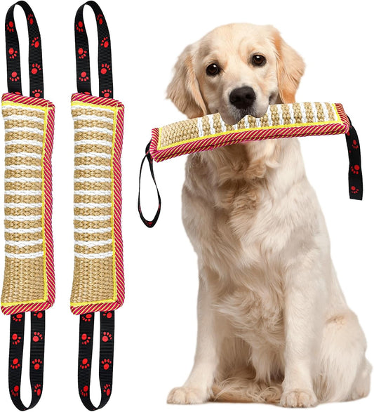 2 Pack Dog Bite Tug Toy Jute Durable Pull Toy with Handles