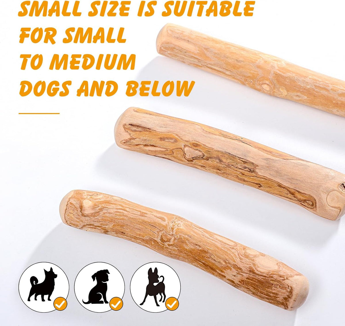 3 Pack Coffee Wood Dog Chew Toy - S, Dogs Chew Toys