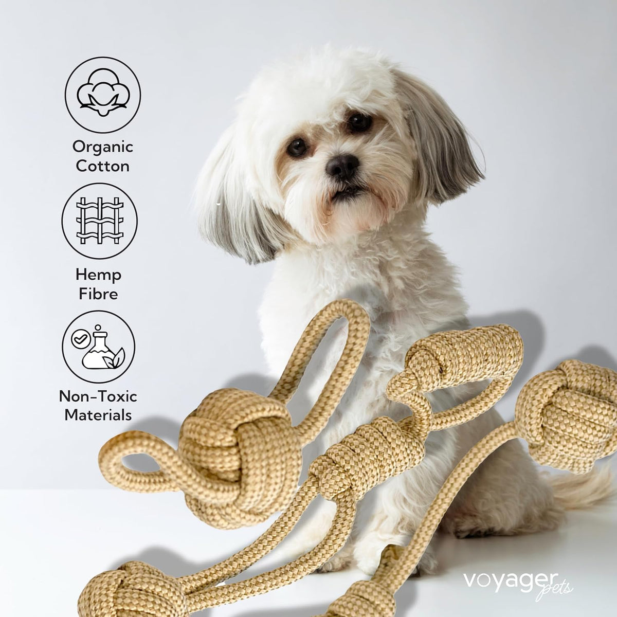 - Hemp Dog Toys, Made from Hemp Fibre & Organic Cotton, Gentle on Teeth & Gums - Sustainable, Natural, & Non-Toxic Materials, Suitable for All Breeds - Set of 3