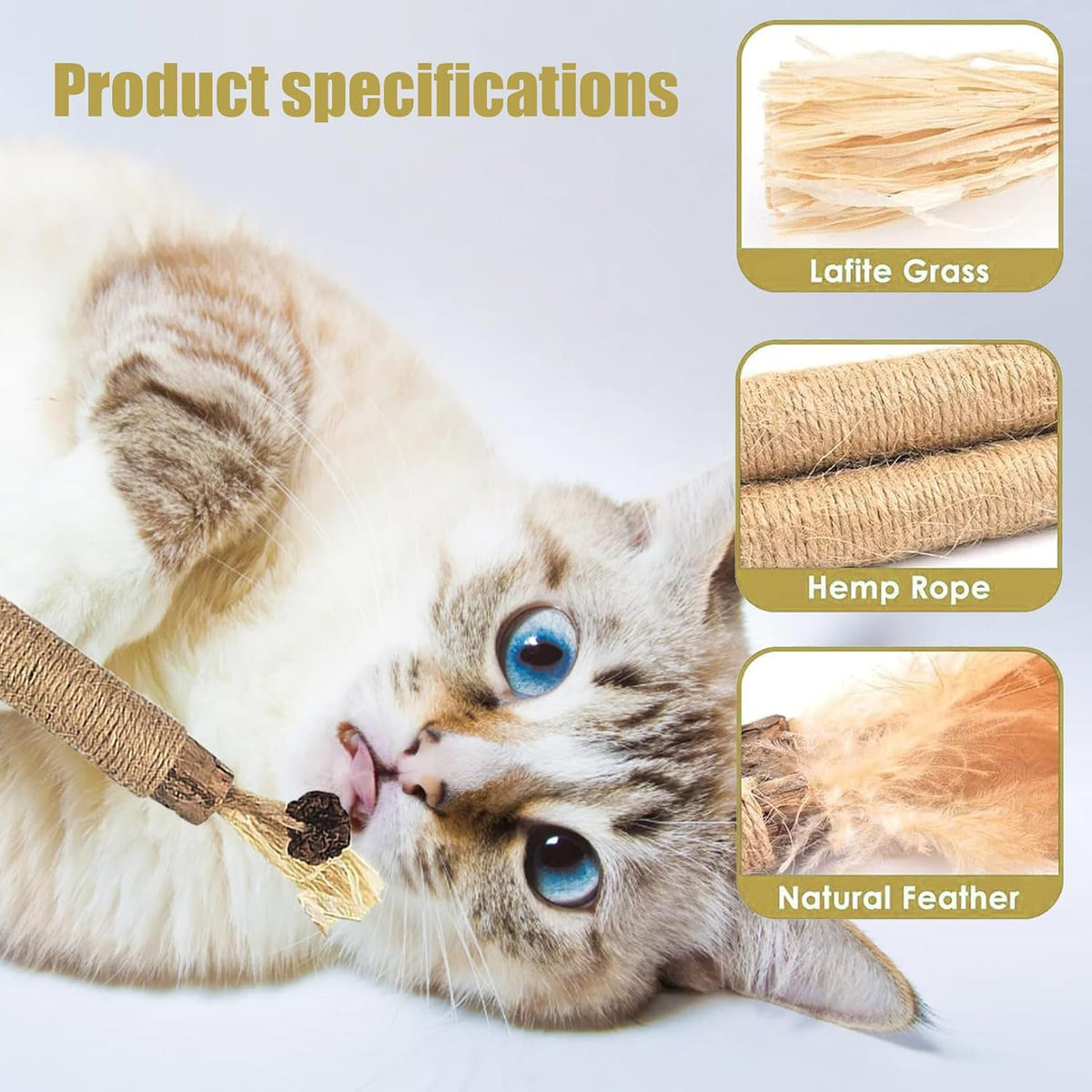 6 Pcs Natural Silvervine Sticks Kitten Teething Toys,Natural Cat Teeth Nip Cleaning Teeth,Chew Catnip Chew Toys,Naturalcat Chew Toys for Indoor Catteeth Cleaning Kitten Teething and Stress Release