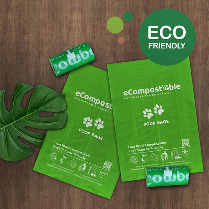 Eco-Friendly Poop Bags Compostable Cat Poop Bags - 360 Count (24 Roll) Unscented, Leak-Proof, Compostable Waste Bags for Dogs & Cats, 23X33Cm Green