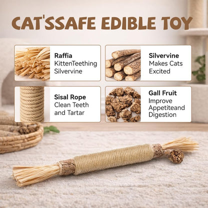 3PCS Cat Silvervine Chew Sticks,Cat Teeth Nip Cleaning Catnip Toys，Toys for Indoor Cats Kitten Teething and Stress Christmas and Birthday Gifts for Your Pet