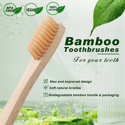 100 Pack Eco Friendly Natural Bamboo Toothbrushes,Soft Bristle Vegan Organic Wooden Travel Hotel Tooth Brush for Adults & Kids