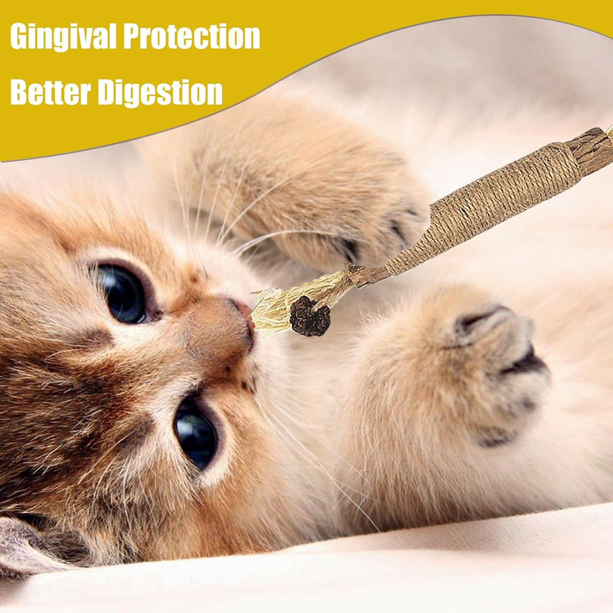 6 Pcs Natural Silvervine Sticks Kitten Teething Toys,Natural Cat Teeth Nip Cleaning Teeth,Chew Catnip Chew Toys,Naturalcat Chew Toys for Indoor Catteeth Cleaning Kitten Teething and Stress Release