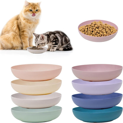 8 Pack Cat Bowls Whisker Friendly, Cats Food and Water Bowl, Durable Wide Wheat Straw Pet Feeding Dishes Plate for Indoor Outdoor Cats