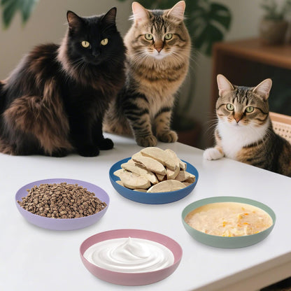 8 Pack Cat Bowls Whisker Friendly, Cats Food and Water Bowl, Durable Wide Wheat Straw Pet Feeding Dishes Plate for Indoor Outdoor Cats